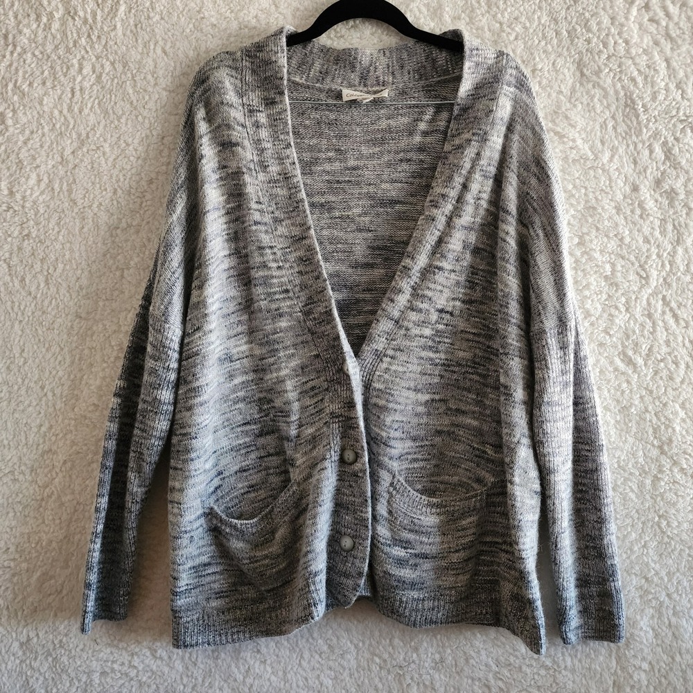 Coldwater Creek Womens Cardigan Wool Blend Space Dye Preppy Size L/XL